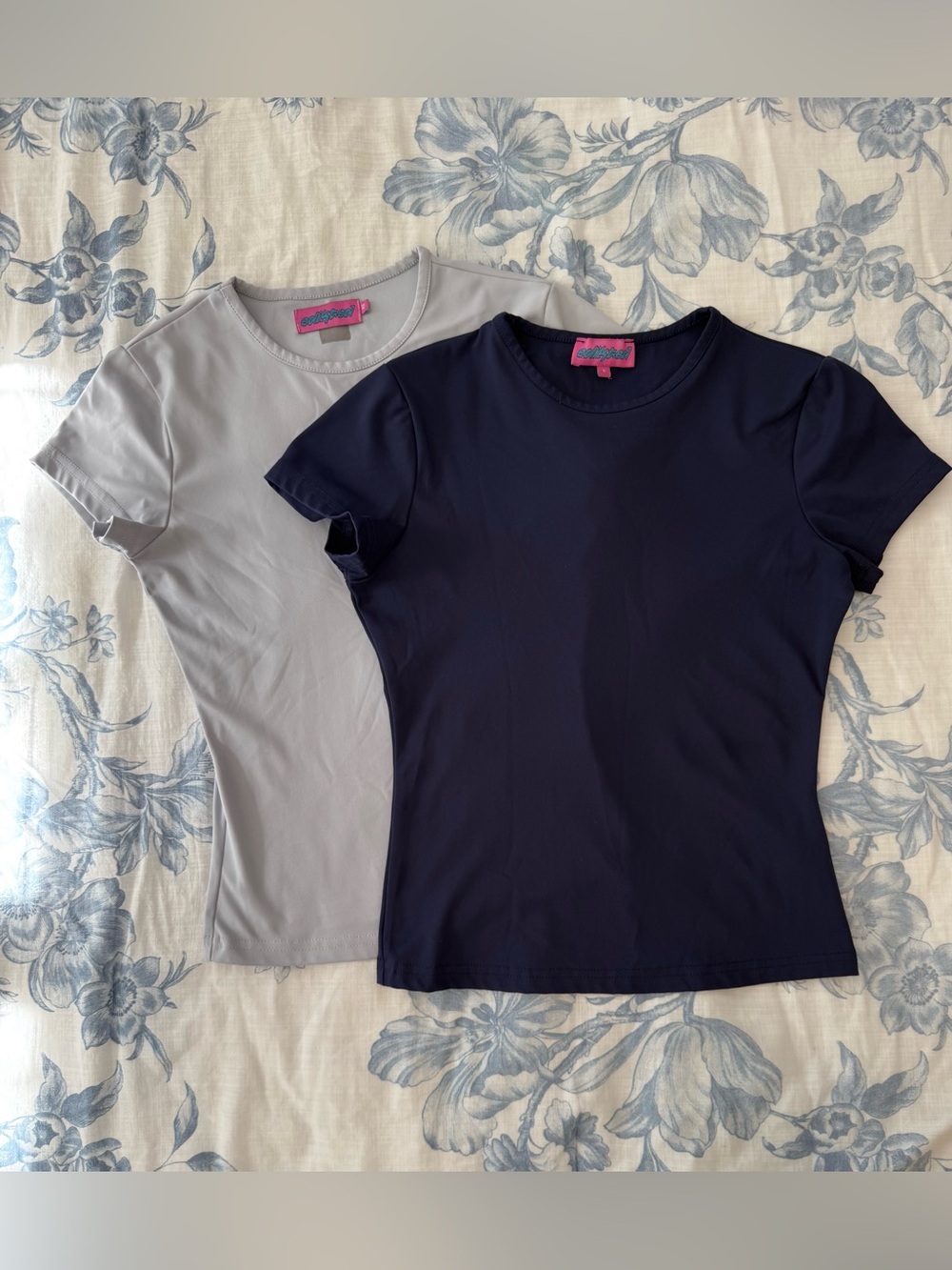 Edikted Short-Sleeve Tees — Navy and Light Blue Gray